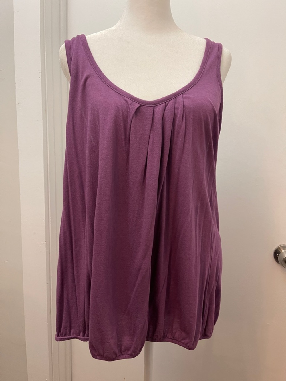 Massimo Purple Pleated Scoop Neck Tank